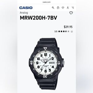 Casio Black and White Analog Watch